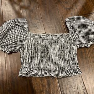 SHEIN gingham puffed sleeve top
